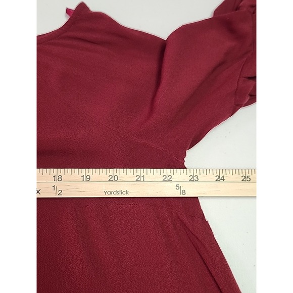 Free People Womens L Burgundy Cold Shoulder Draped Long Sleeve Tunic Mini Dress - Picture 6 of 9